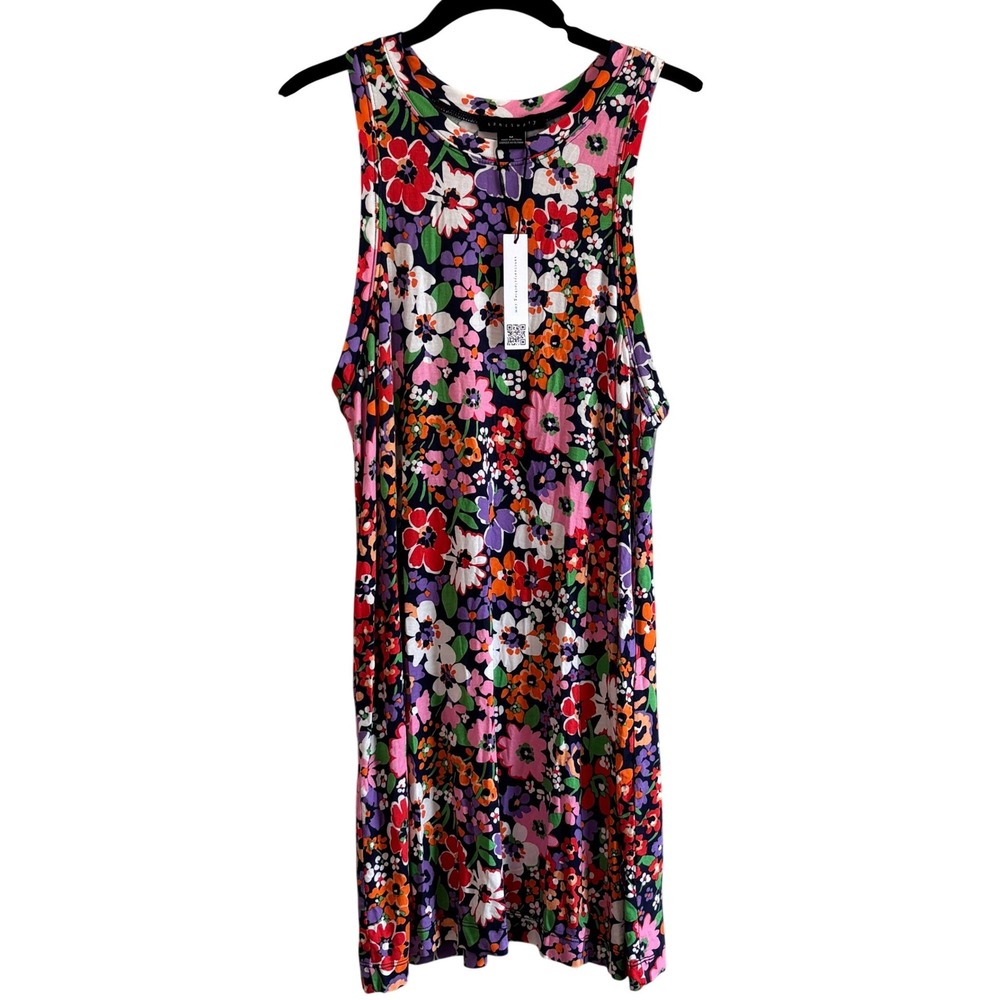 NEW Sanctuary Floral‎ Sleeveless Dress Colorful Womens M Knit Modal Easy Summer